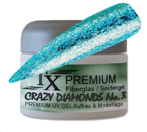 TX PREMIUM Fiberglas - Seidengel Crazy Diamands No.3 Türkis